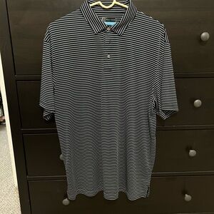 Black and White Striped Polo Shirt